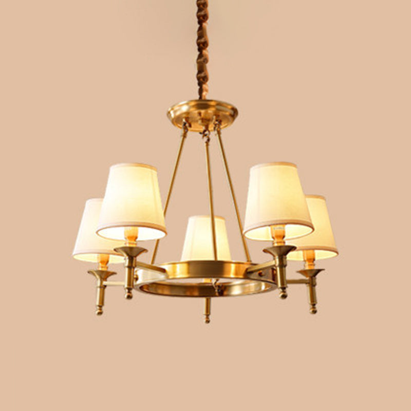 Metallic Candlestick Chandelier Pendant Light with Bucket Fabric Shade - Classic Lighting for Living Room