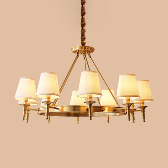Metallic Candlestick Chandelier Pendant Light with Bucket Fabric Shade - Classic Lighting for Living Room
