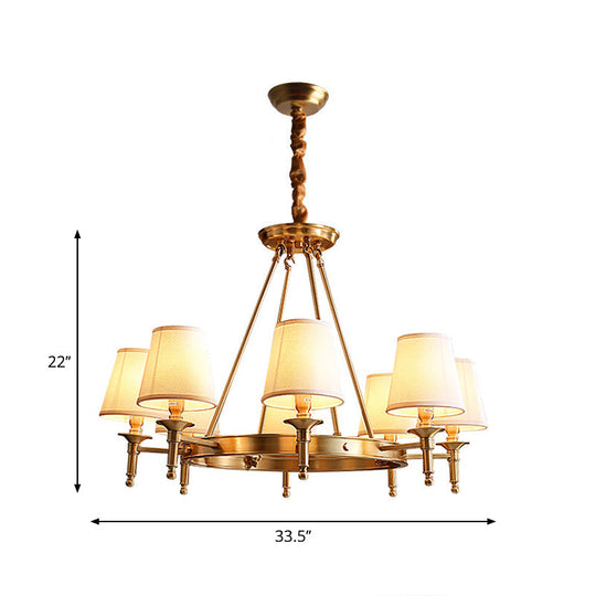 Metallic Candlestick Chandelier Pendant Light with Bucket Fabric Shade - Classic Lighting for Living Room