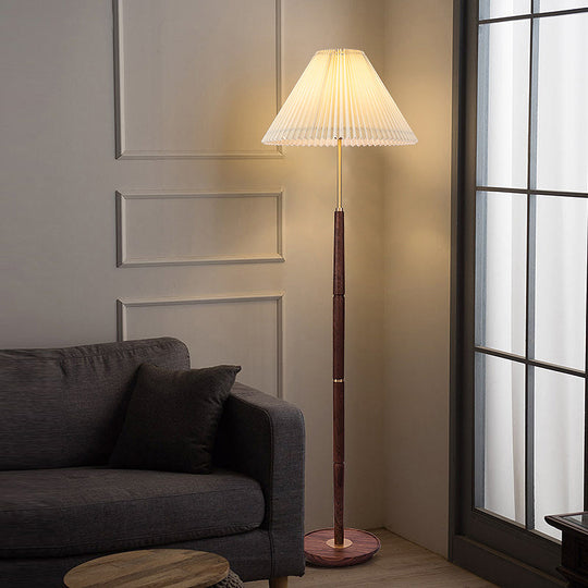 Minimalist White Fabric Floor Lamp - 1-Light Standing Light for Living Room