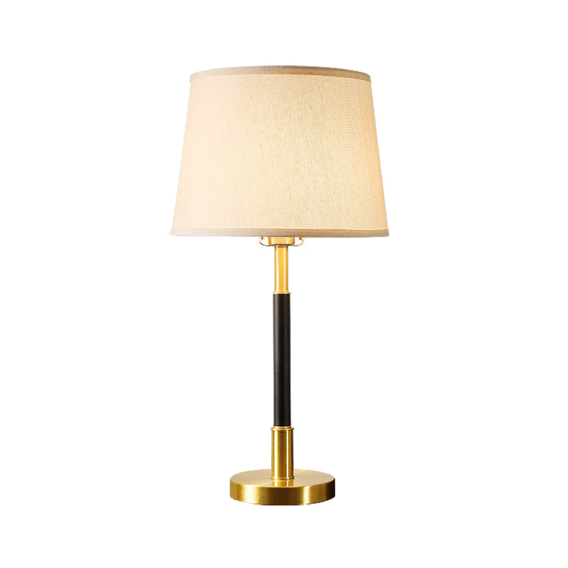Brass Table Lamp - Traditional Tapered Drum Fabric - Nightstand Lighting for Living Room