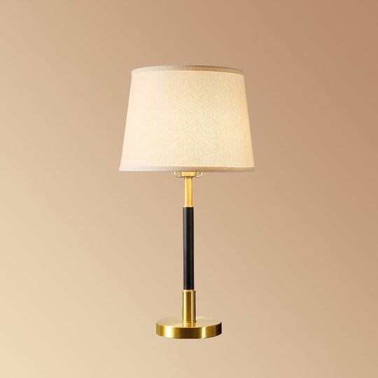 Brass Table Lamp - Traditional Tapered Drum Fabric - Nightstand Lighting for Living Room