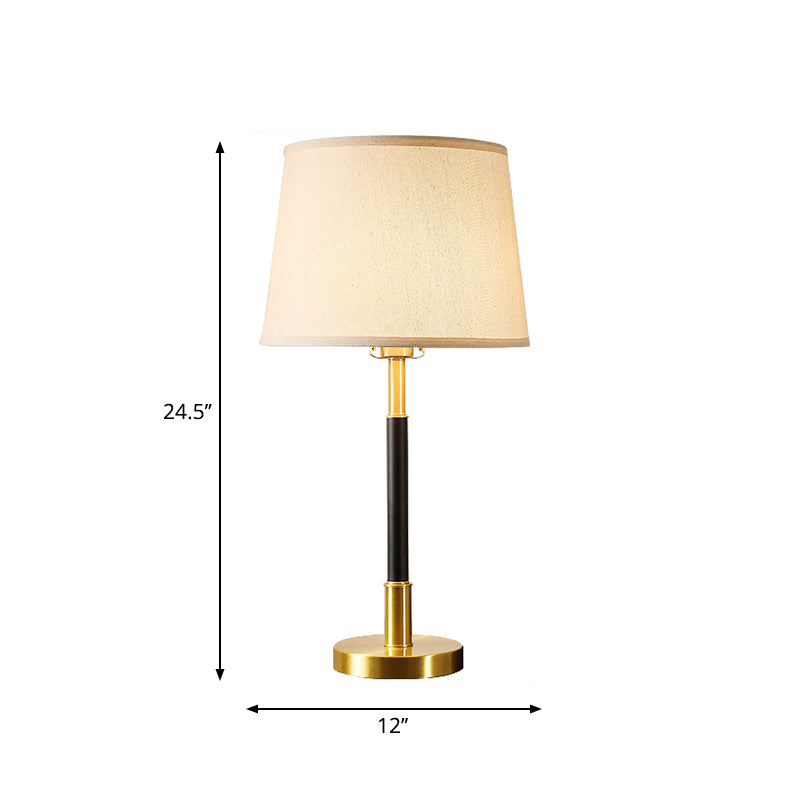 Brass Table Lamp - Traditional Tapered Drum Fabric - Nightstand Lighting for Living Room