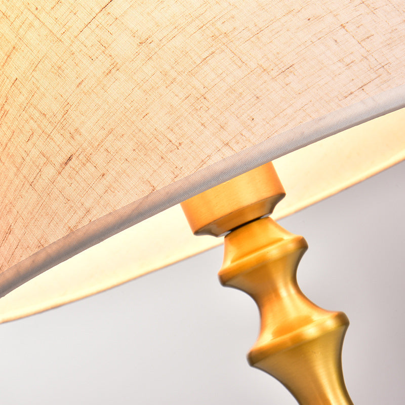 Empire Shade Table Lamp with Baluster Base in Brass - Traditional Single Fabric Nightstand Lighting