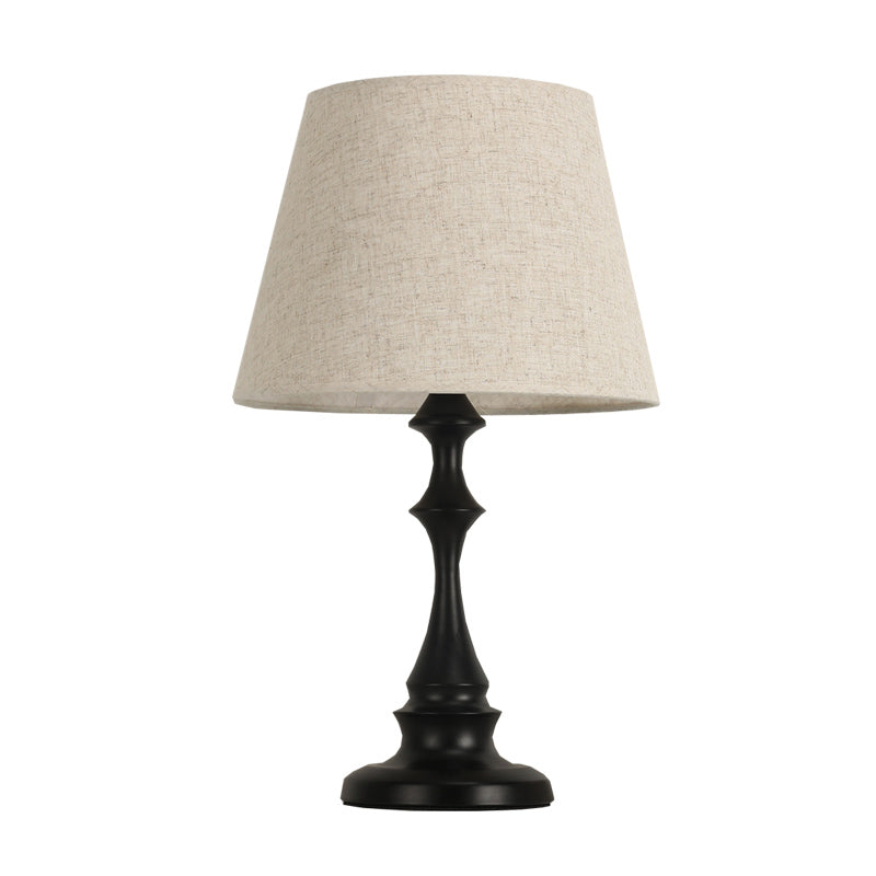Iron Nightstand Lamp: Minimalistic 1-Light Bedside Table Light with Tapered Fabric Shade