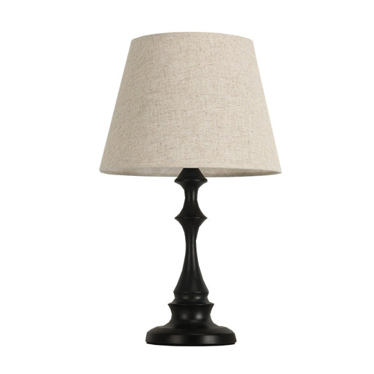 Iron Nightstand Lamp: Minimalistic 1-Light Bedside Table Light with Tapered Fabric Shade