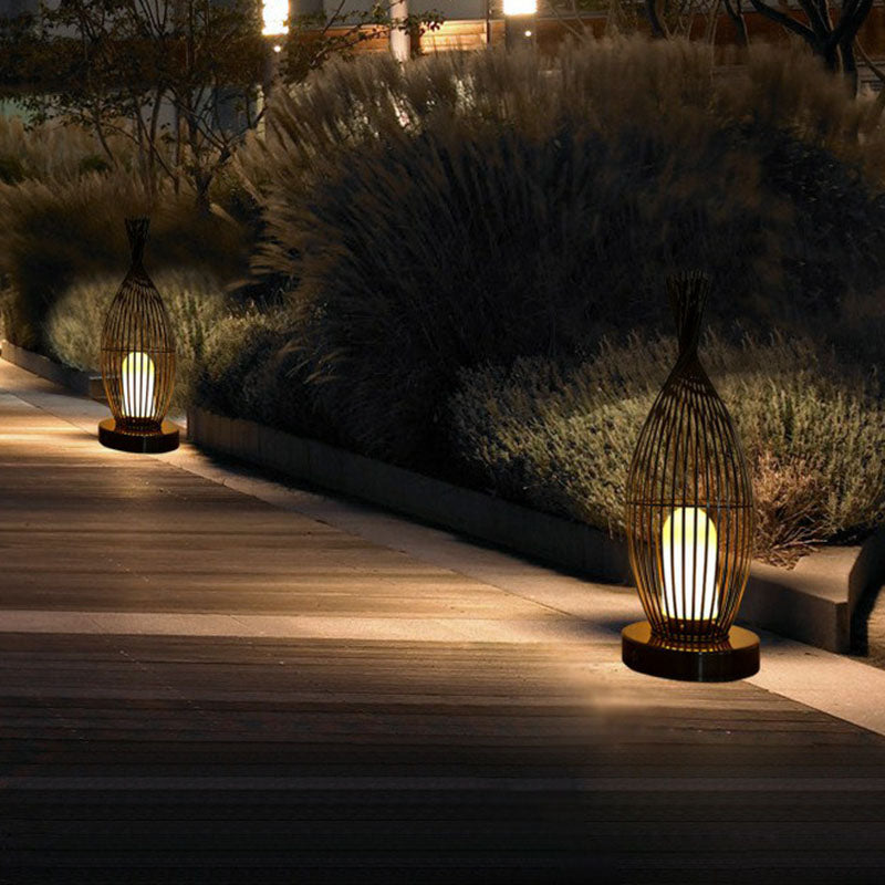 Sleek Iron Floor Light with Acrylic Shade - Ideal for Outdoor Areas