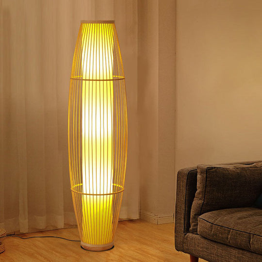 Asia Bamboo Floor Lamp with 3 Wood Heads for the Living Room