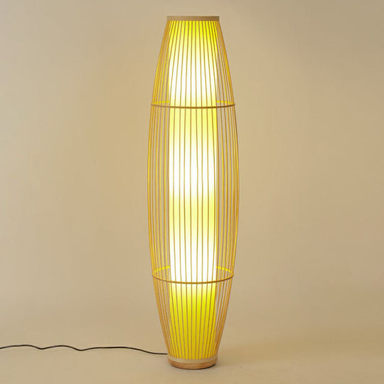 Asia Bamboo Floor Lamp with 3 Wood Heads for the Living Room