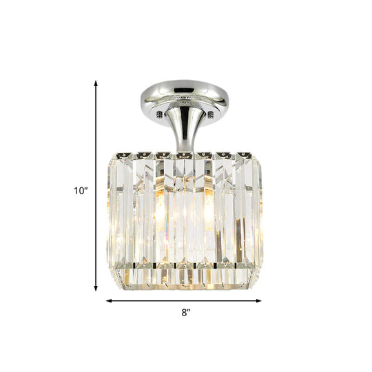 Sleek Crystal Kitchen Flush Light: Spiral, Cone, Cylinder Design with Chrome Finish