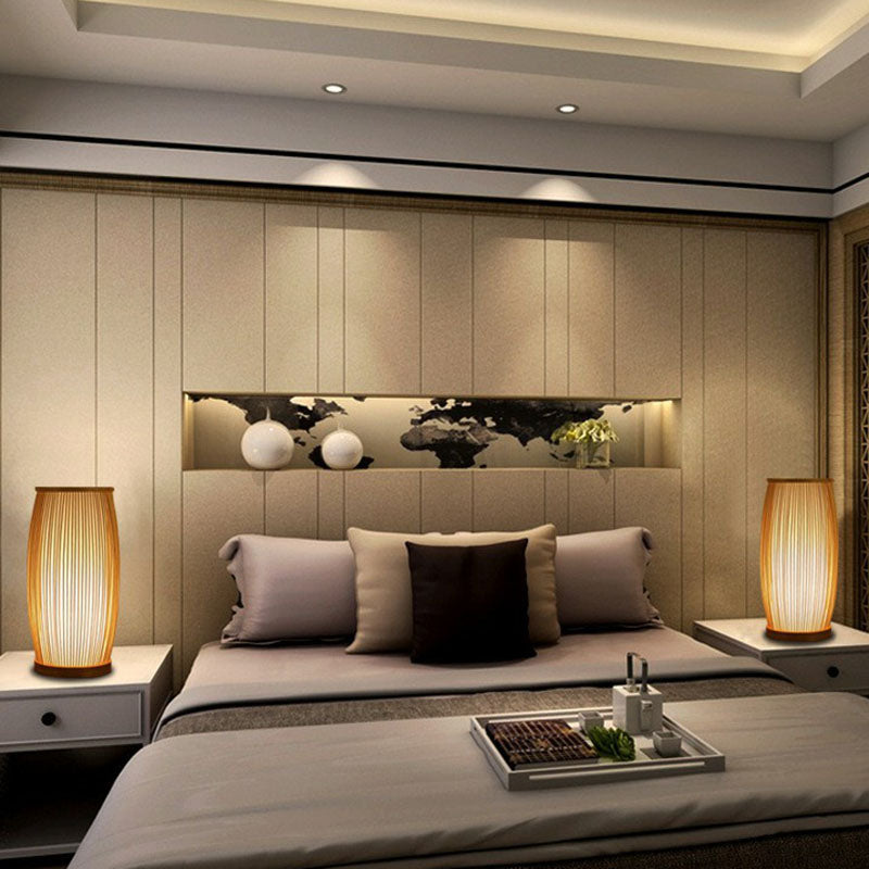 Bamboo 1-Light Table Lamp - Elegant Barrel Design for Simplicity - Perfect Living Room or Nightstand Lighting