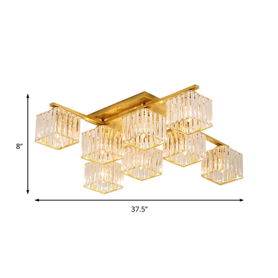 Modern Black/Gold Cubic Flush Mount Crystal Ceiling Lighting - 4/6/8 Lights - for a Stylish Living Room