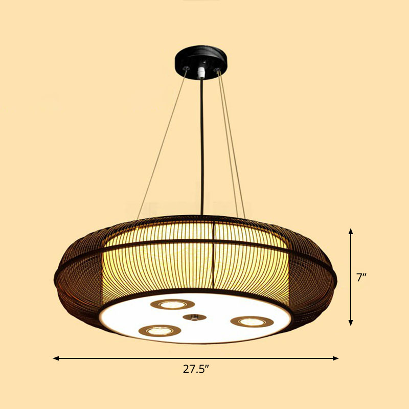 Sleek Bamboo Drum Chandelier - Modern Pendant Light for Restaurants