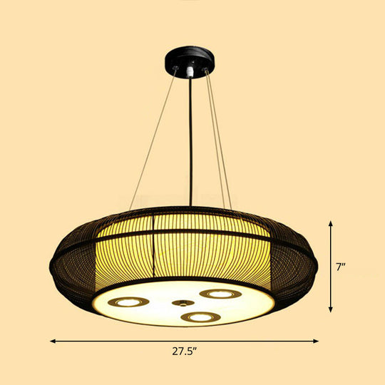 Sleek Bamboo Drum Chandelier - Modern Pendant Light for Restaurants