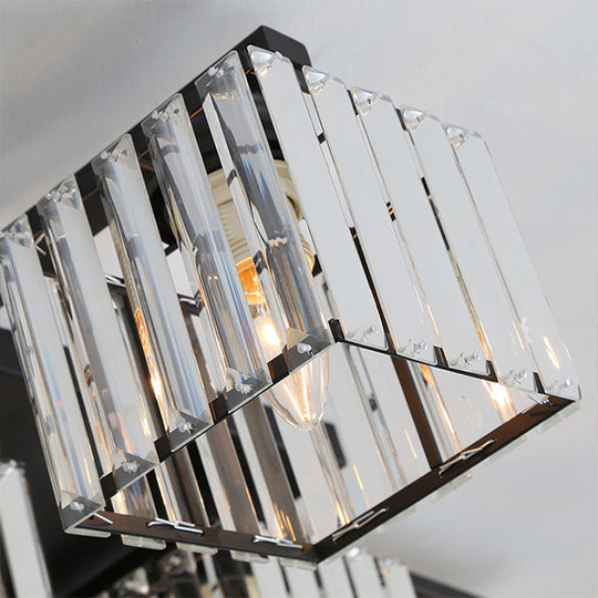 Modern Black/Gold Cubic Flush Mount Crystal Ceiling Lighting - 4/6/8 Lights - for a Stylish Living Room