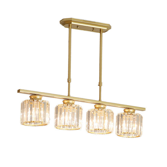 Crystal Shaded Ceiling Pendant Light for Modern Dining Room in Brass