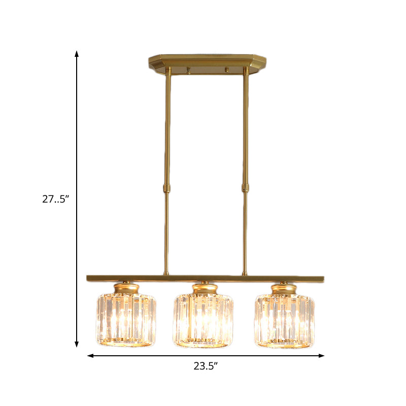 Crystal Shaded Ceiling Pendant Light for Modern Dining Room in Brass