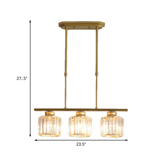 Crystal Shaded Ceiling Pendant Light for Modern Dining Room in Brass