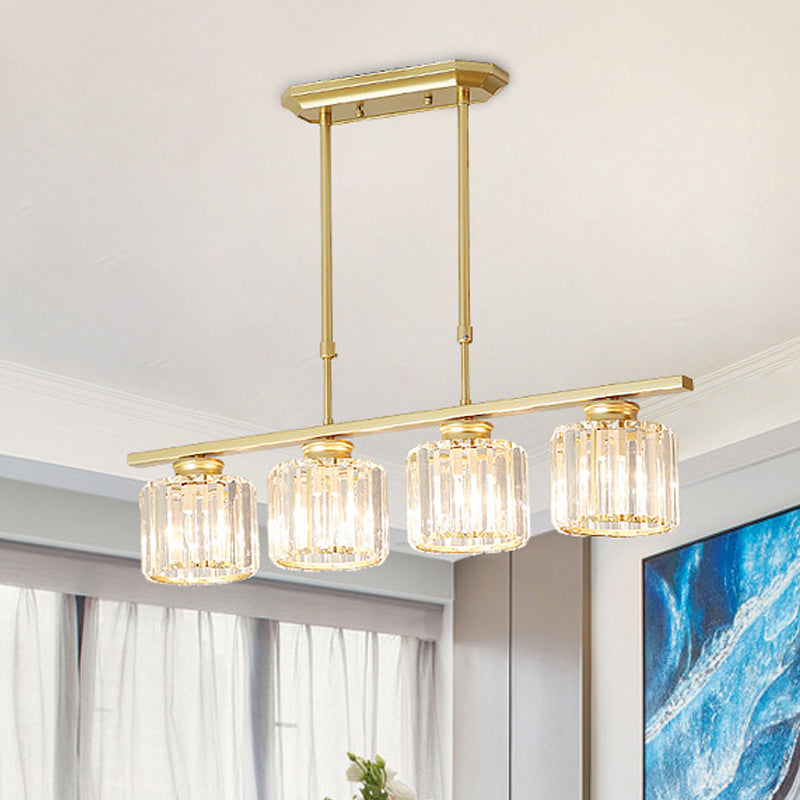 Crystal Shaded Ceiling Pendant Light for Modern Dining Room in Brass