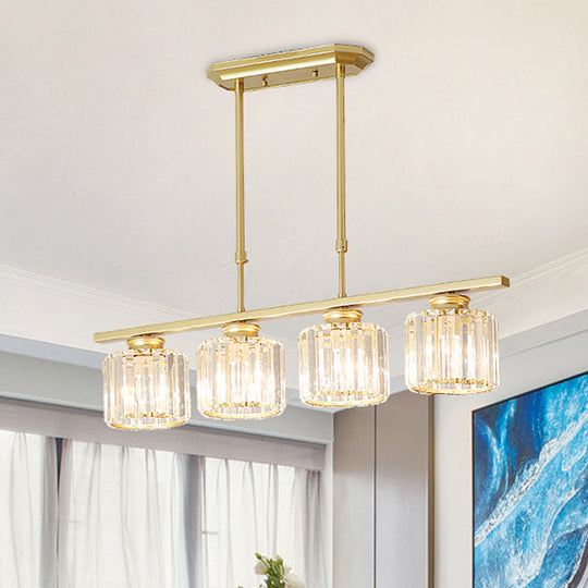 Crystal Shaded Ceiling Pendant Light for Modern Dining Room in Brass