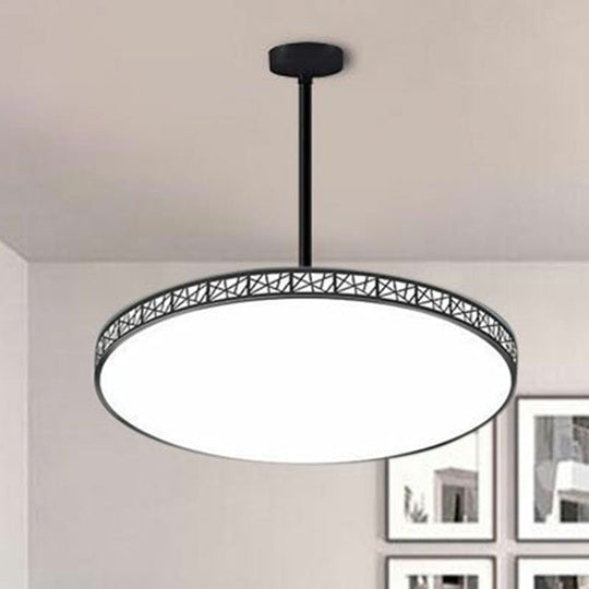 Modern Metallic LED Chandelier: Hollow-Carved Suspension Light for Conference Room