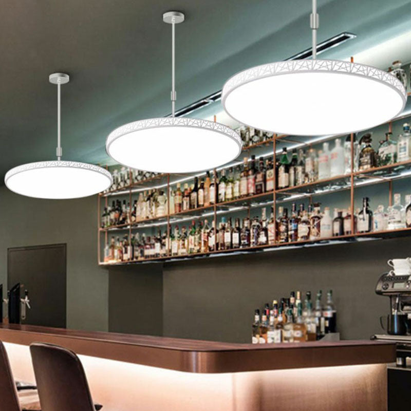 Modern Metallic LED Chandelier: Hollow-Carved Suspension Light for Conference Room