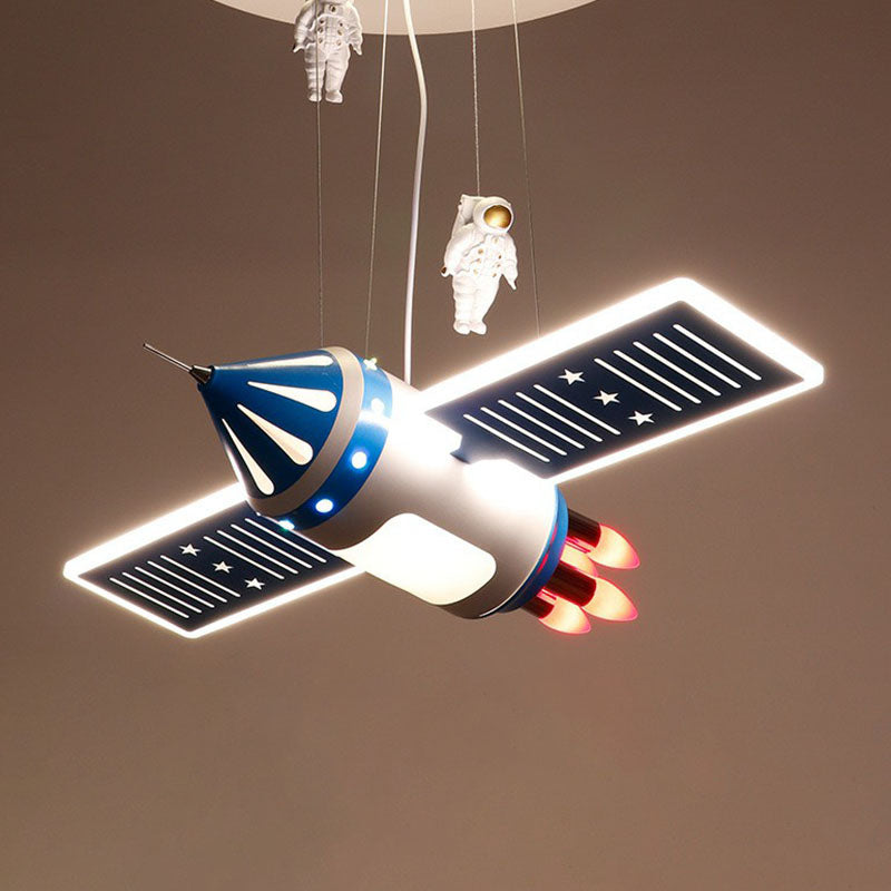 Modern Acrylic LED Satellite Chandelier: Illuminate Your Child's Room with Hanging Astronaut Decor