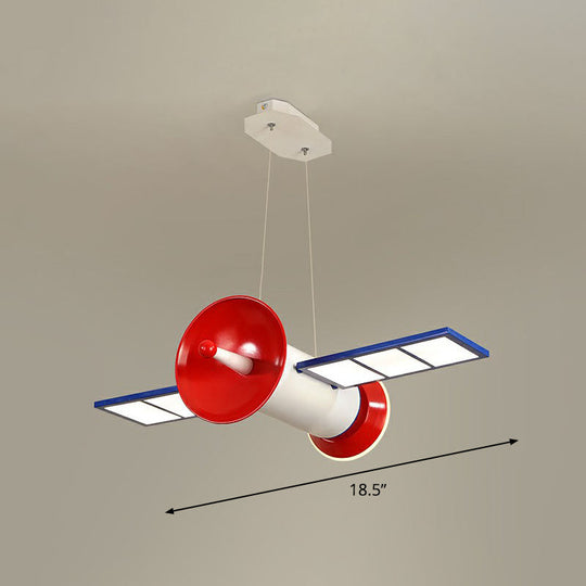 Red LED Satellite Ceiling Light for Children's Bedroom - Space-themed Acrylic Chandelier