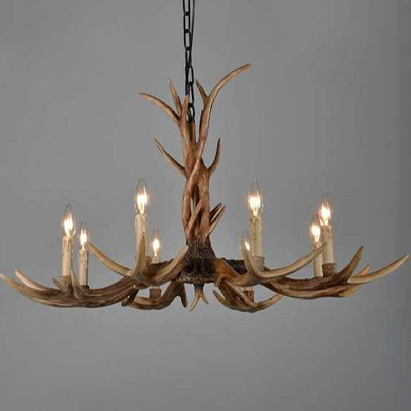 Traditional Antler Resin Chandelier – Rustic Brown Ceiling Light Fixture