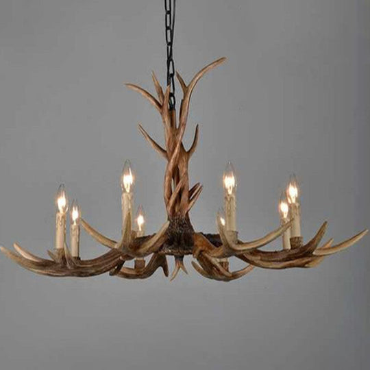 Traditional Antler Resin Chandelier – Rustic Brown Ceiling Light Fixture