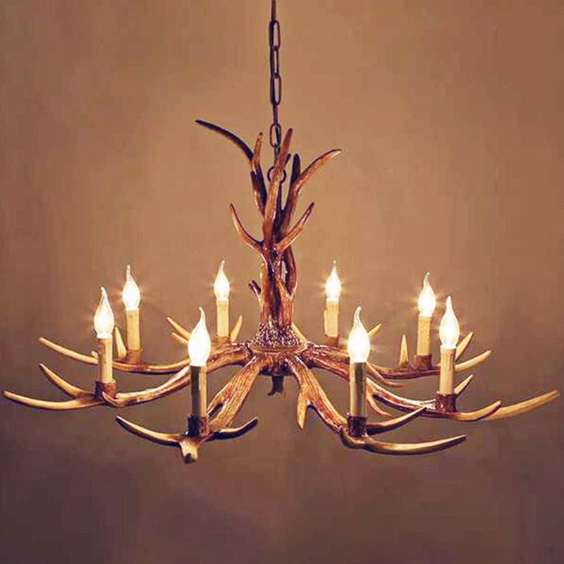Traditional Antler Resin Chandelier – Rustic Brown Ceiling Light Fixture