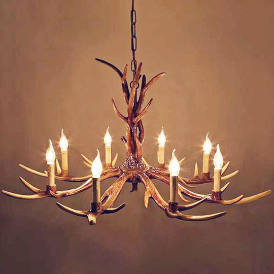 Traditional Antler Resin Chandelier – Rustic Brown Ceiling Light Fixture