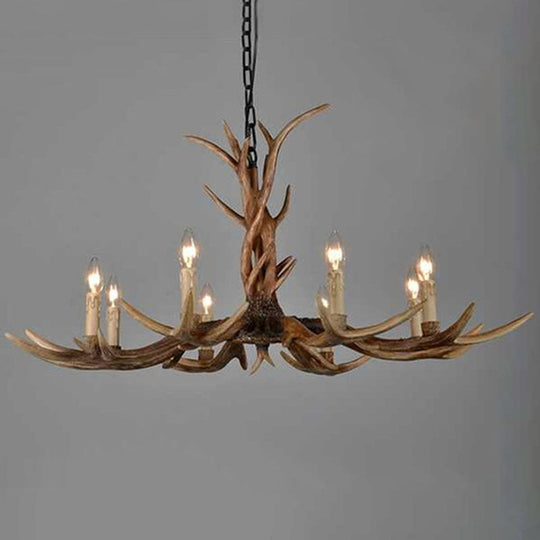 Traditional Antler Resin Chandelier – Rustic Brown Ceiling Light Fixture