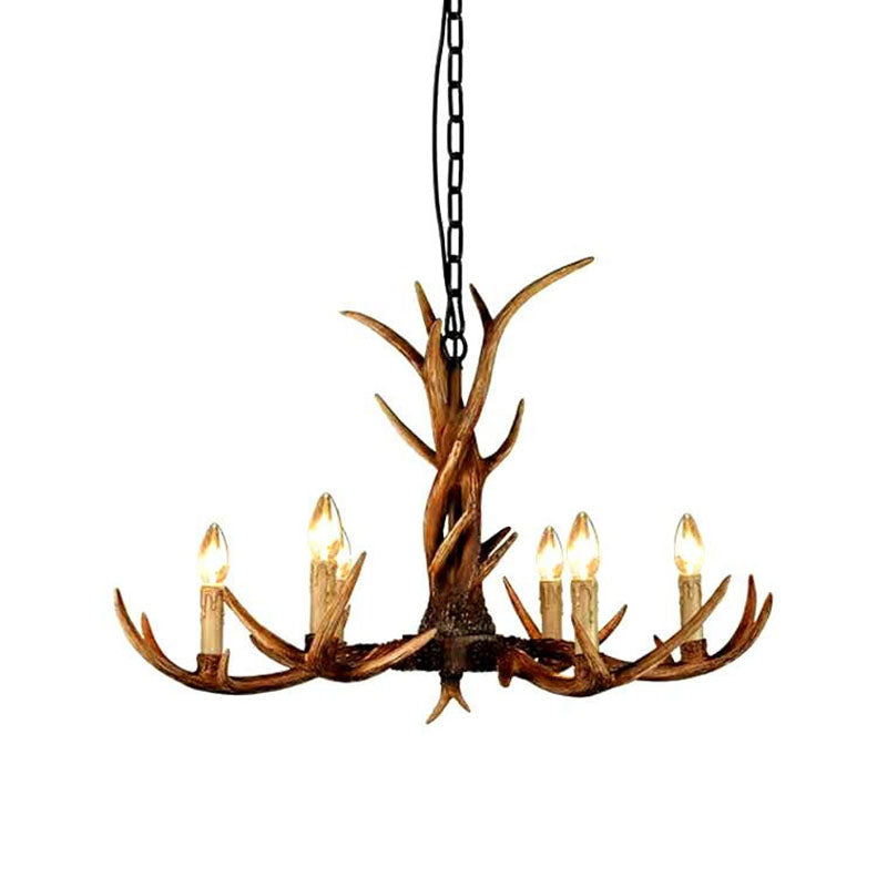 Traditional Antler Resin Chandelier – Rustic Brown Ceiling Light Fixture