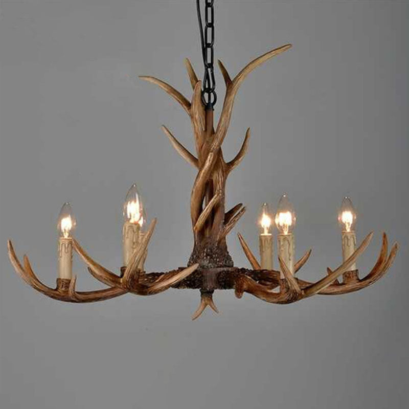 Traditional Antler Resin Chandelier – Rustic Brown Ceiling Light Fixture