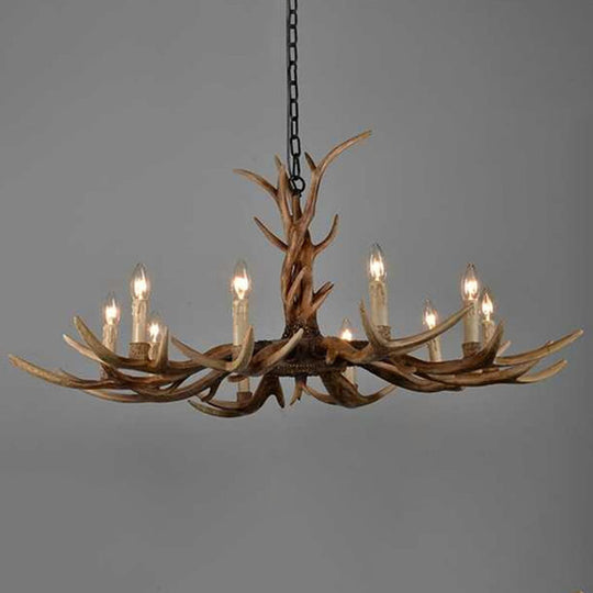 Traditional Antler Resin Chandelier – Rustic Brown Ceiling Light Fixture