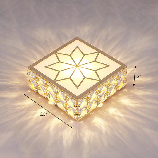 Gold LED Crystal Flush Mount Ceiling Light for Foyer - Sleek Simplicity