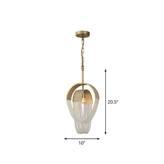 Gold Fringed Crystal Pendant Light – Contemporary Dining Room Fixture