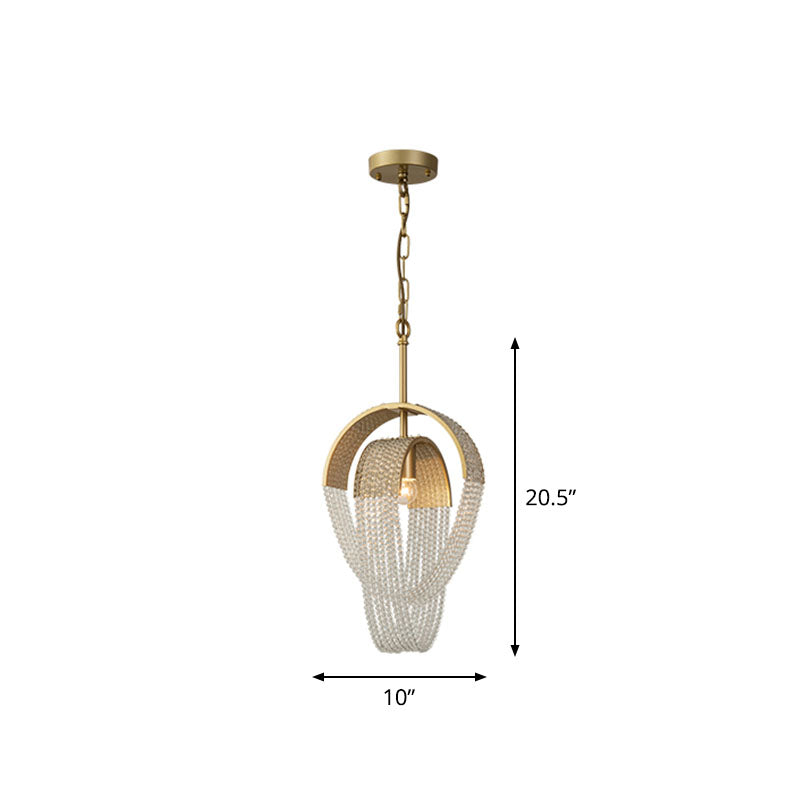 Gold Fringed Crystal Pendant Light – Contemporary Dining Room Fixture