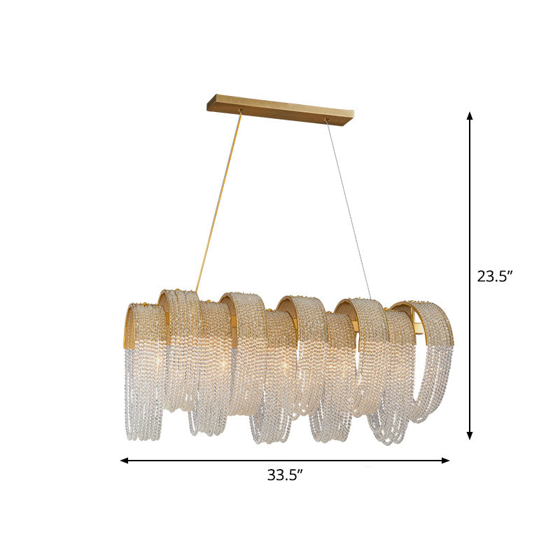 Gold Fringed Crystal Pendant Light – Contemporary Dining Room Fixture