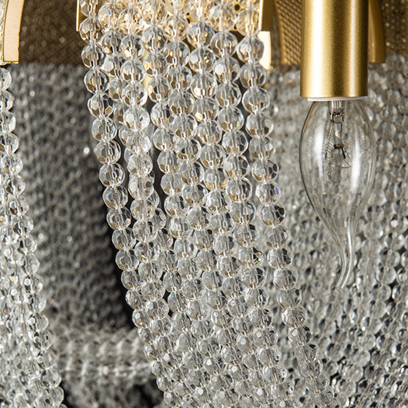 Gold Fringed Crystal Pendant Light – Contemporary Dining Room Fixture