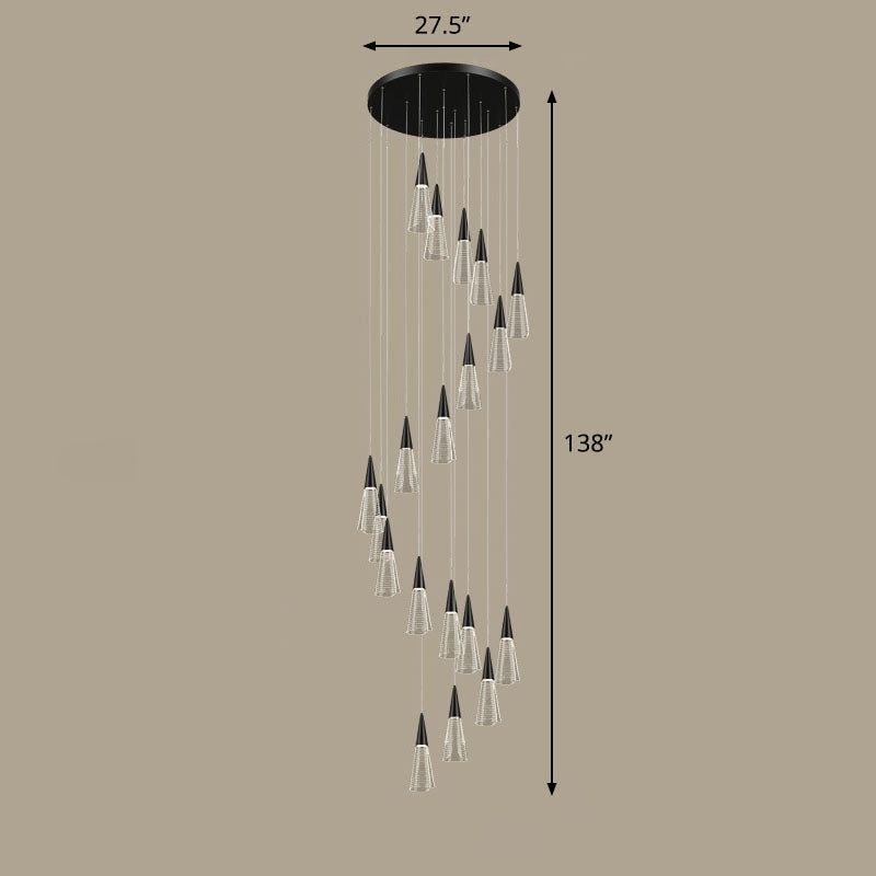 Spiral Conical Pendant Light for Modern Stairwells