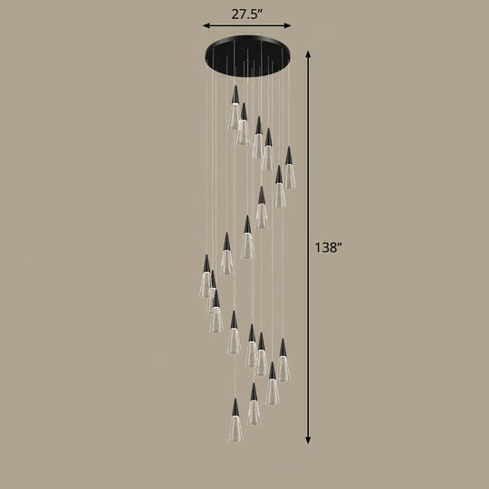 Spiral Conical Pendant Light for Modern Stairwells