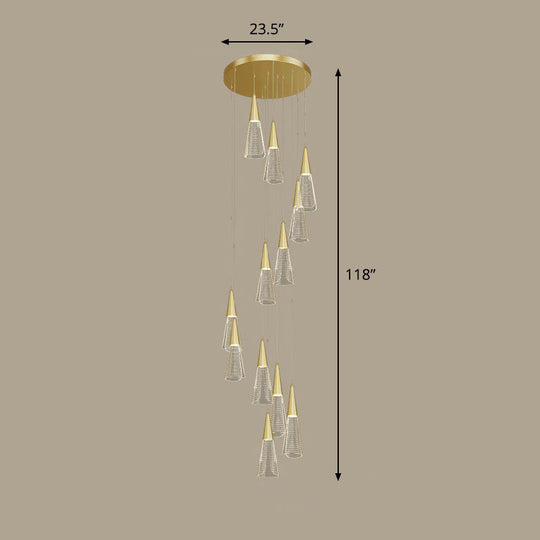 Spiral Conical Pendant Light for Modern Stairwells