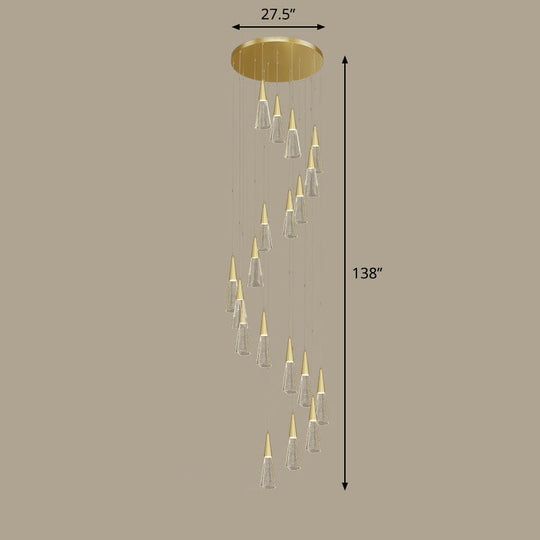 Spiral Conical Pendant Light for Modern Stairwells