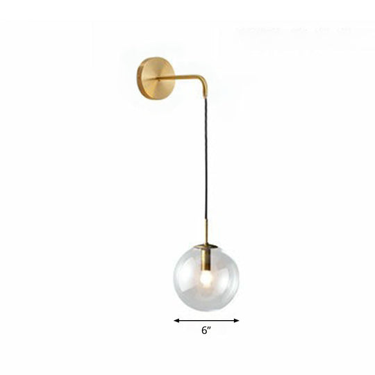 Sleek Glass Spherical Wall Sconce Light - Stylish Single Bulb Wall Hanging Lighting for Living Room