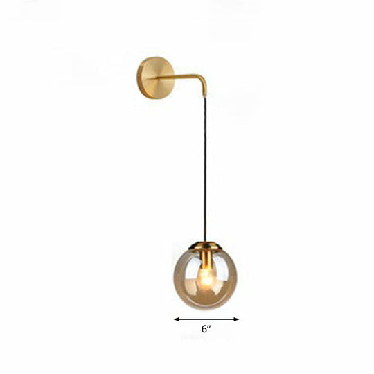 Sleek Glass Spherical Wall Sconce Light - Stylish Single Bulb Wall Hanging Lighting for Living Room