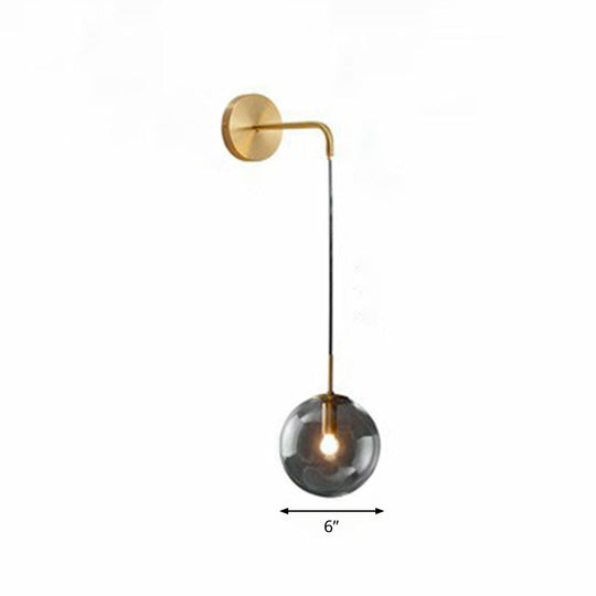 Sleek Glass Spherical Wall Sconce Light - Stylish Single Bulb Wall Hanging Lighting for Living Room
