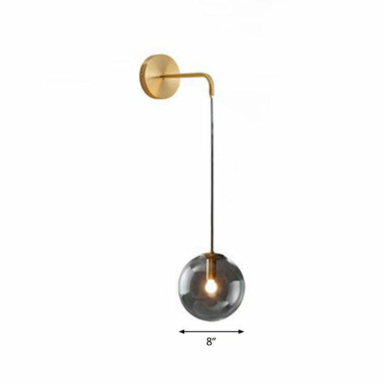 Sleek Glass Spherical Wall Sconce Light - Stylish Single Bulb Wall Hanging Lighting for Living Room