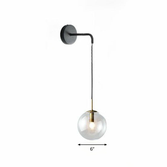 Sleek Glass Spherical Wall Sconce Light - Stylish Single Bulb Wall Hanging Lighting for Living Room